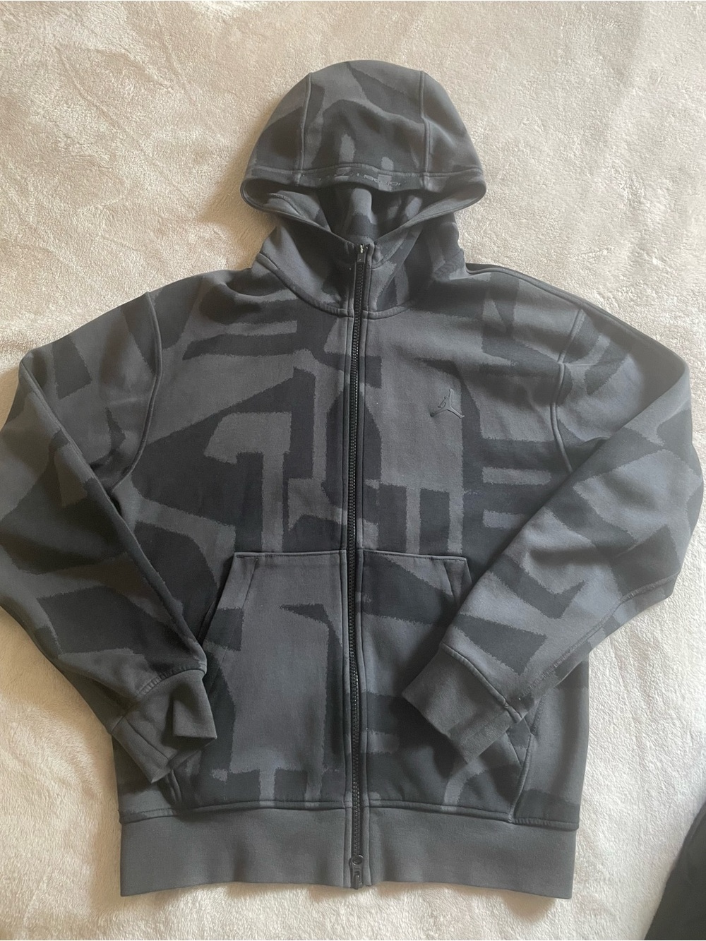 Jordan Sport Men's Black & Charcoal Geometric Zip Hoodie